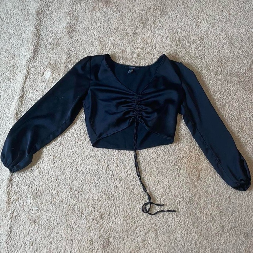 Small Satin Forever 21 Long Sleeve Crop Top